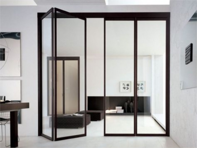 Black Satin Hardware With Full Length Clear Laminated Glass Inserts
