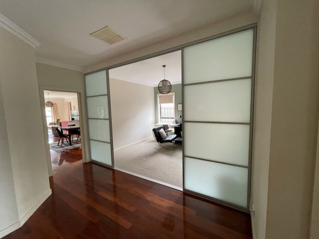 room divider with two sliding doors